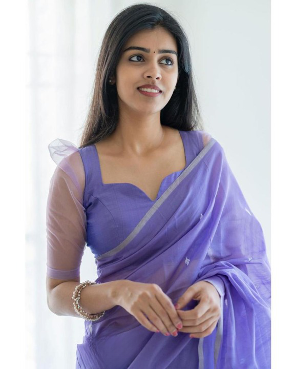 Magnetic Lavendor Cotton Silk Saree With Woebegone Blouse Piece