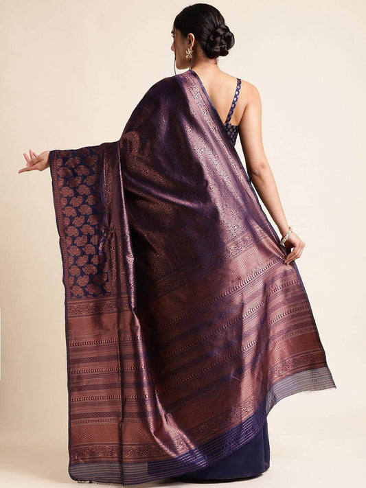 Luxuriant Purple Soft Silk Saree With Snappy Blouse Piece