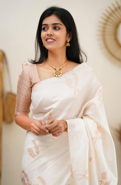 White Soft Silk Saree With Breathtaking Blouse Piece
