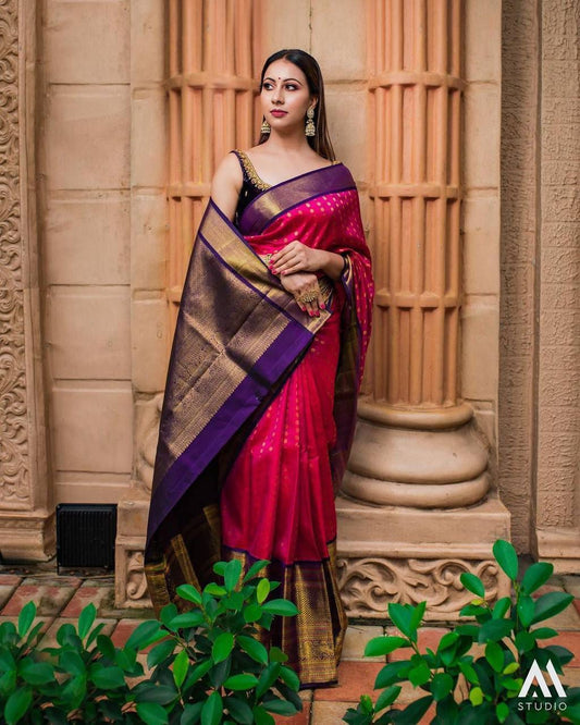 Pleasant Purple Patola Silk Saree with Classic Blouse Piece
