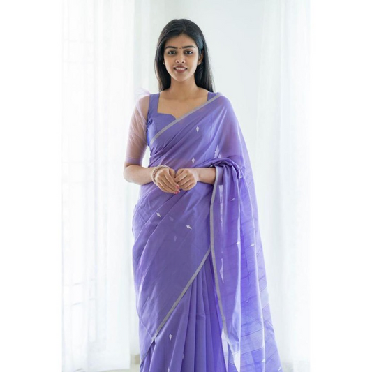 Flattering Purple Paithani Silk Saree With Outstanding Blouse Piece