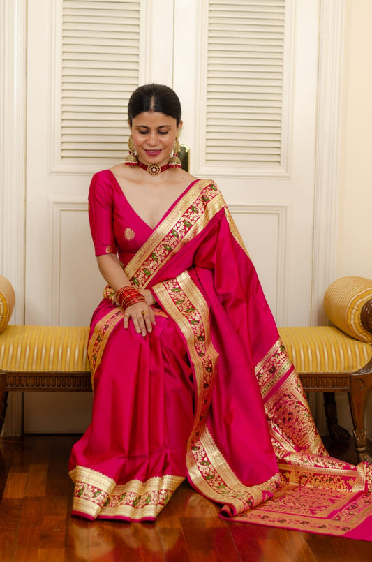 Classy Red Soft Silk Saree With Wonderful Blouse Piece