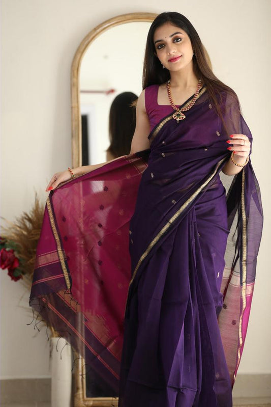 Mesmeric Wine Pink Soft Banarasi Silk Saree With Opulent Blouse Piece