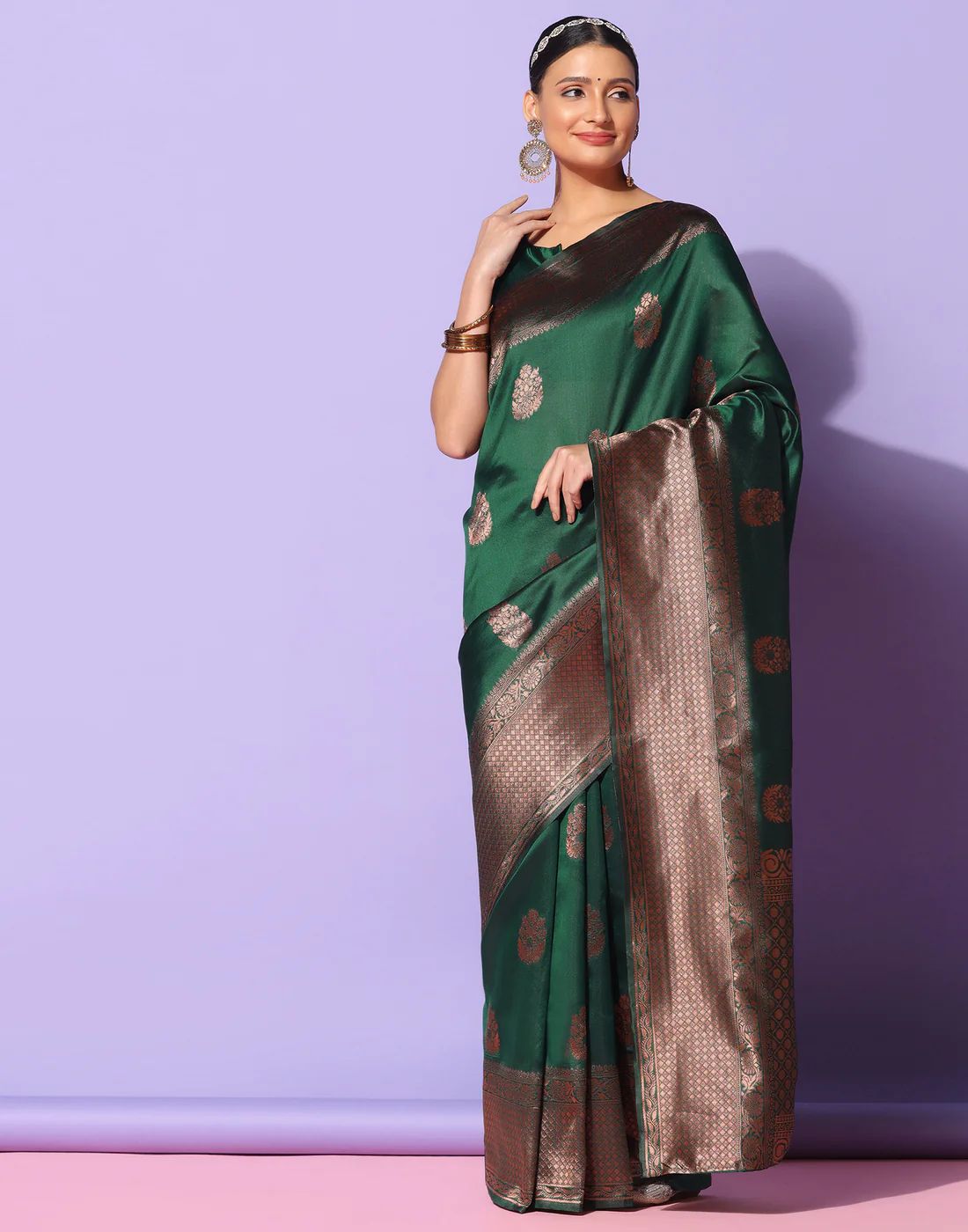 Surpassing Dark Green Soft Silk Saree With Dazzling Blouse Piece