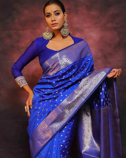 Charming Purple Soft Banarasi Silk Saree With Pretty Blouse Piece