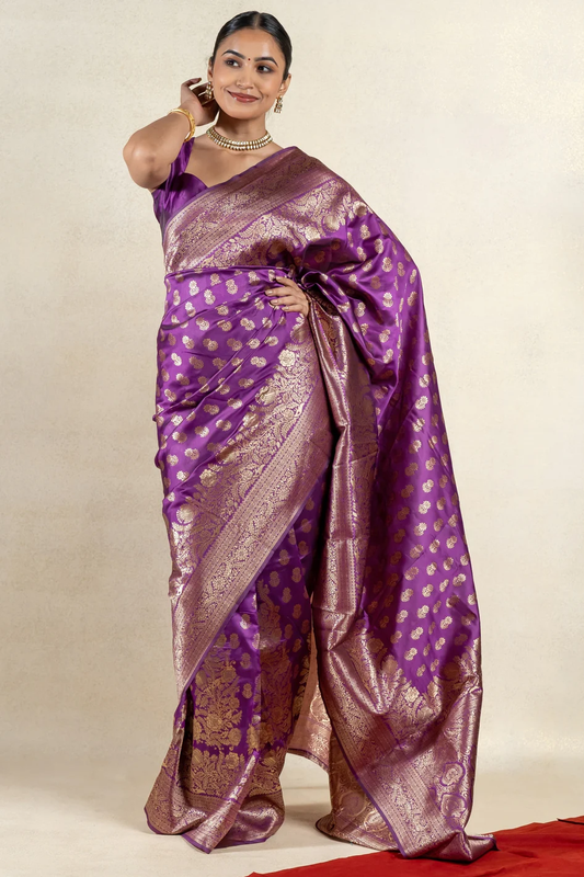 Splendorous Purple Soft Banarasi Silk Saree With Luxuriant Blouse Piece