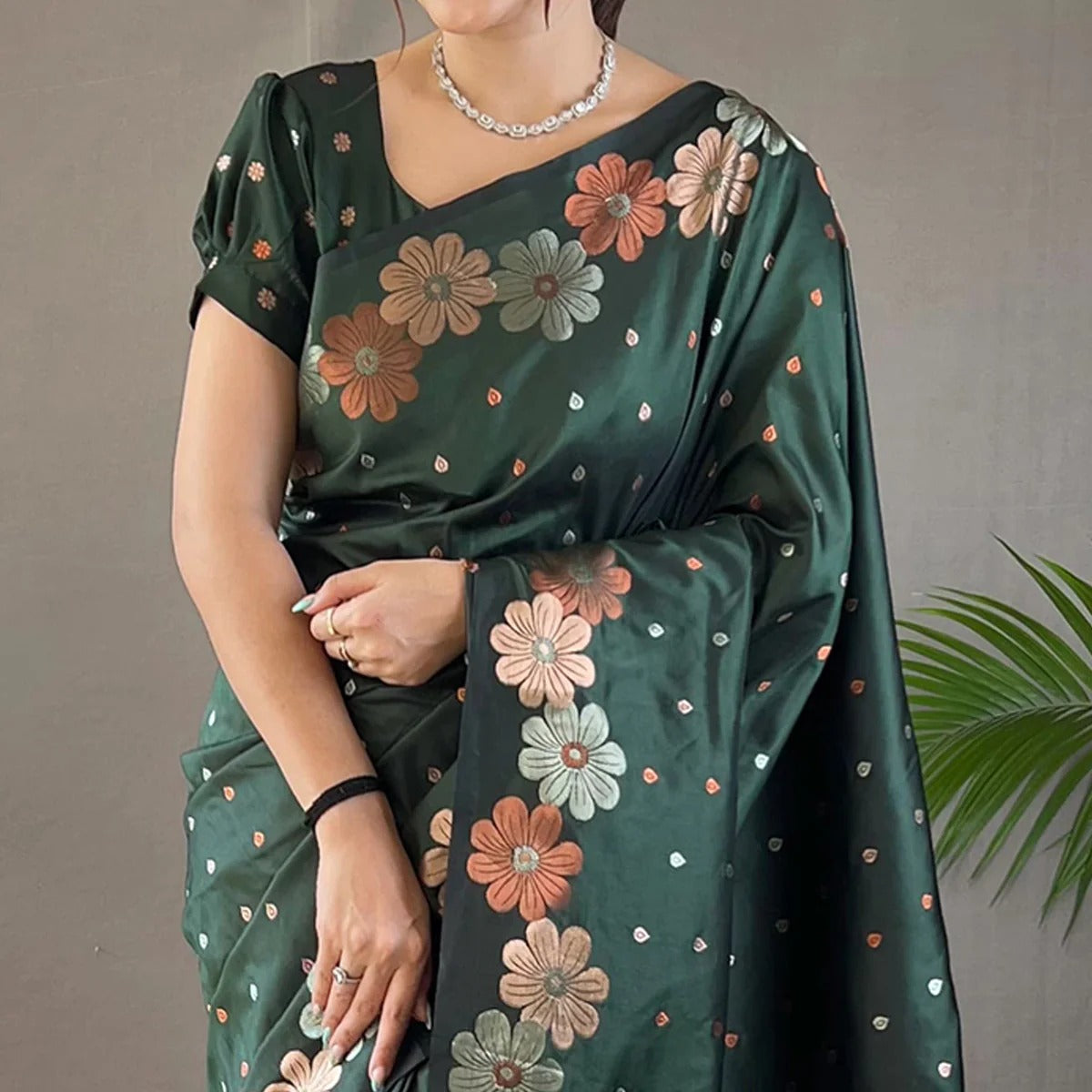 Surpassing Dark Green Soft Silk Saree With Dazzling Blouse Piece