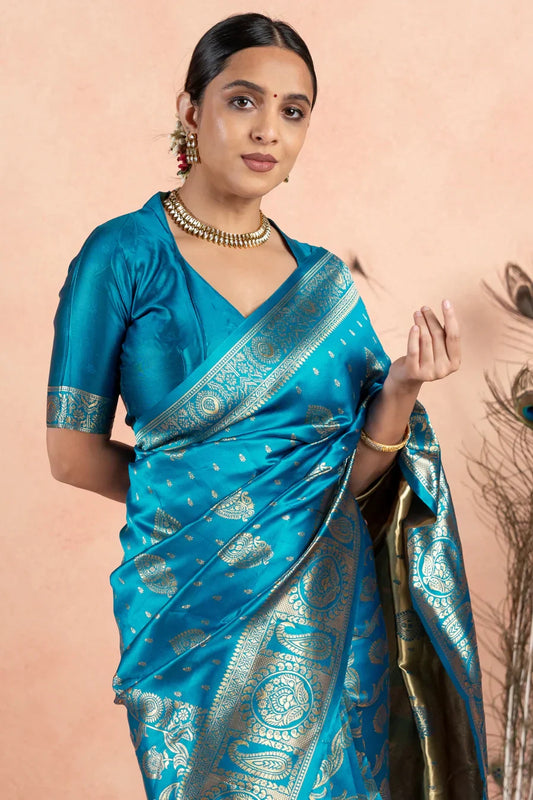 Demesne Firoji Kanjivaram Silk Saree With Beautiful Blouse Piece