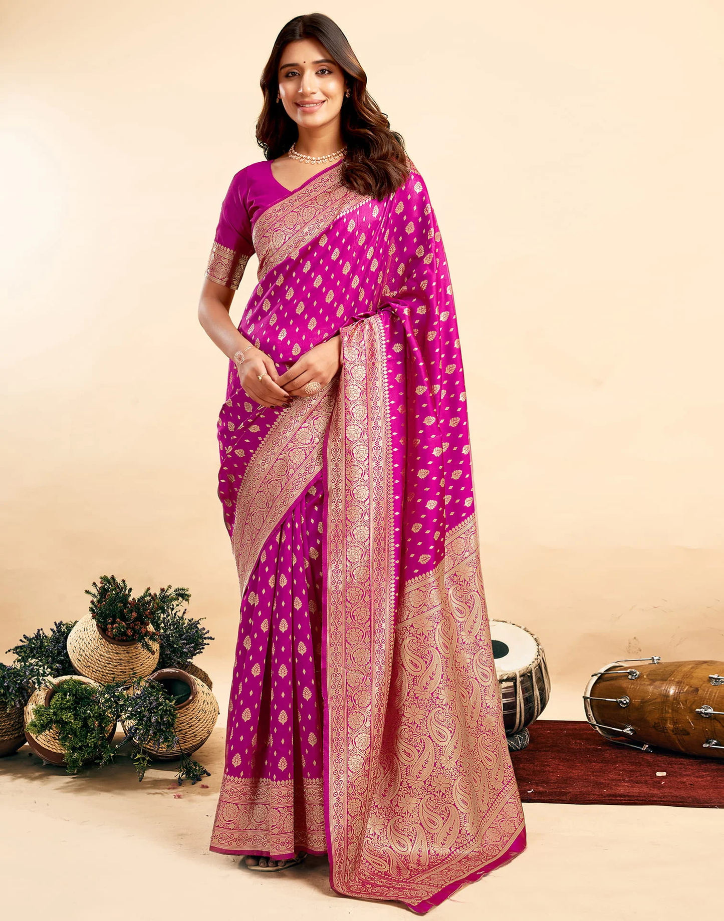 Incredible Pink Kanjivaram Silk With Demure Blouse Piece