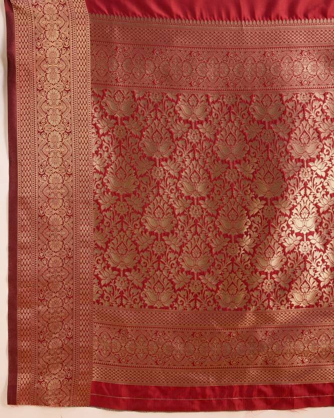 Charming Red Soft Banarasi Silk Saree With Pretty Blouse Piece