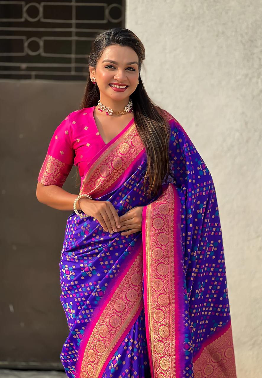 Alluring Purple Paithani Silk Saree With Sonorous Blouse Piece