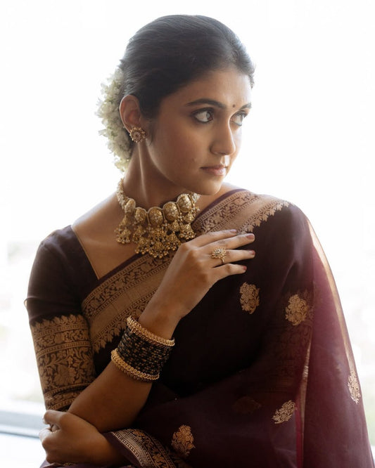 Blooming Maroon Soft Silk Saree With Vivacious Blouse Piece