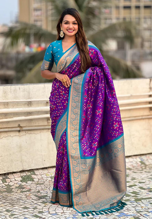 Alluring Purple Paithani Silk Saree With Sonorous Blouse Piece