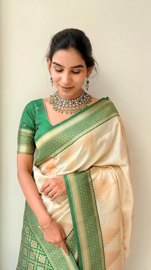 Surpassing Dark Green Soft Silk Saree With Dazzling Blouse Piece