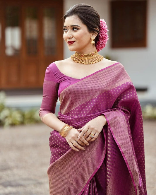 Stylish Pink Soft Silk Saree With Unique Pink Blouse Piece