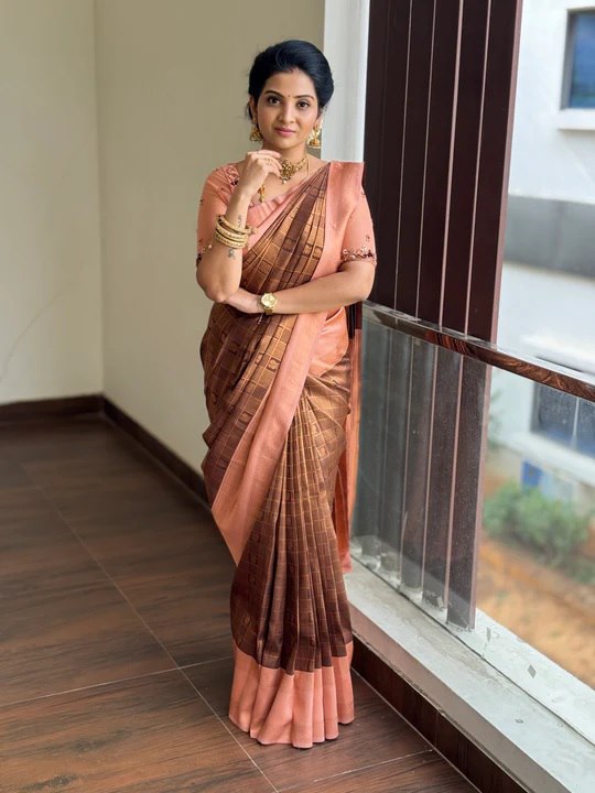 Amazing Brown Soft Silk Saree With Captivating Blouse Piece