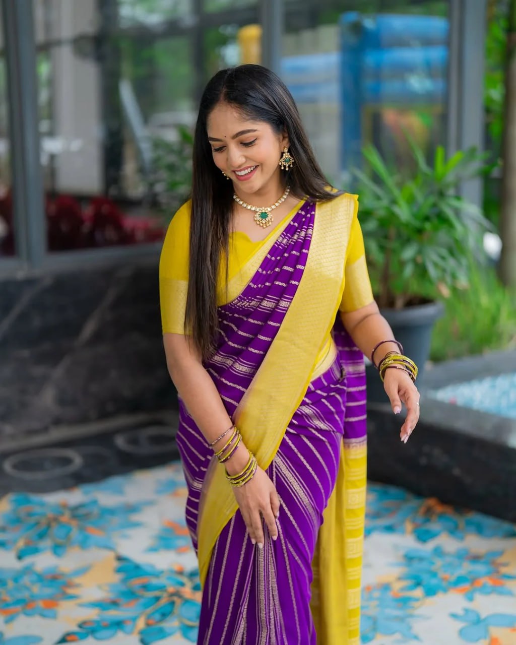 Incredible Yellow Kanjivaram Silk With Demure Blouse Piece