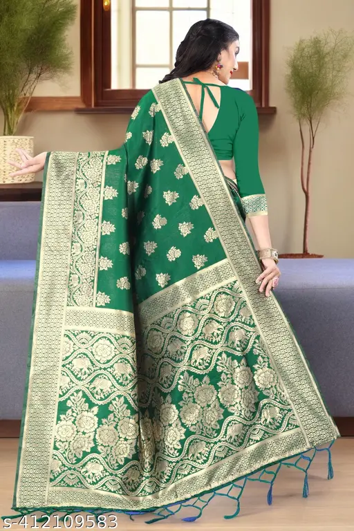 Pleasurable Green Soft Banarasi Silk Saree With Improbable Blouse Piece