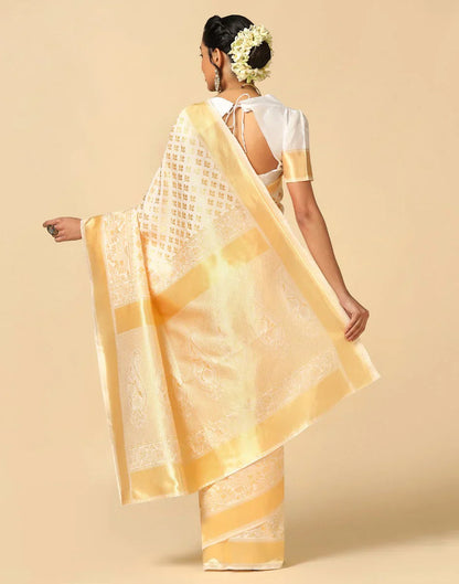 Seraglio White Soft Silk Saree With Serendipity Blouse Piece