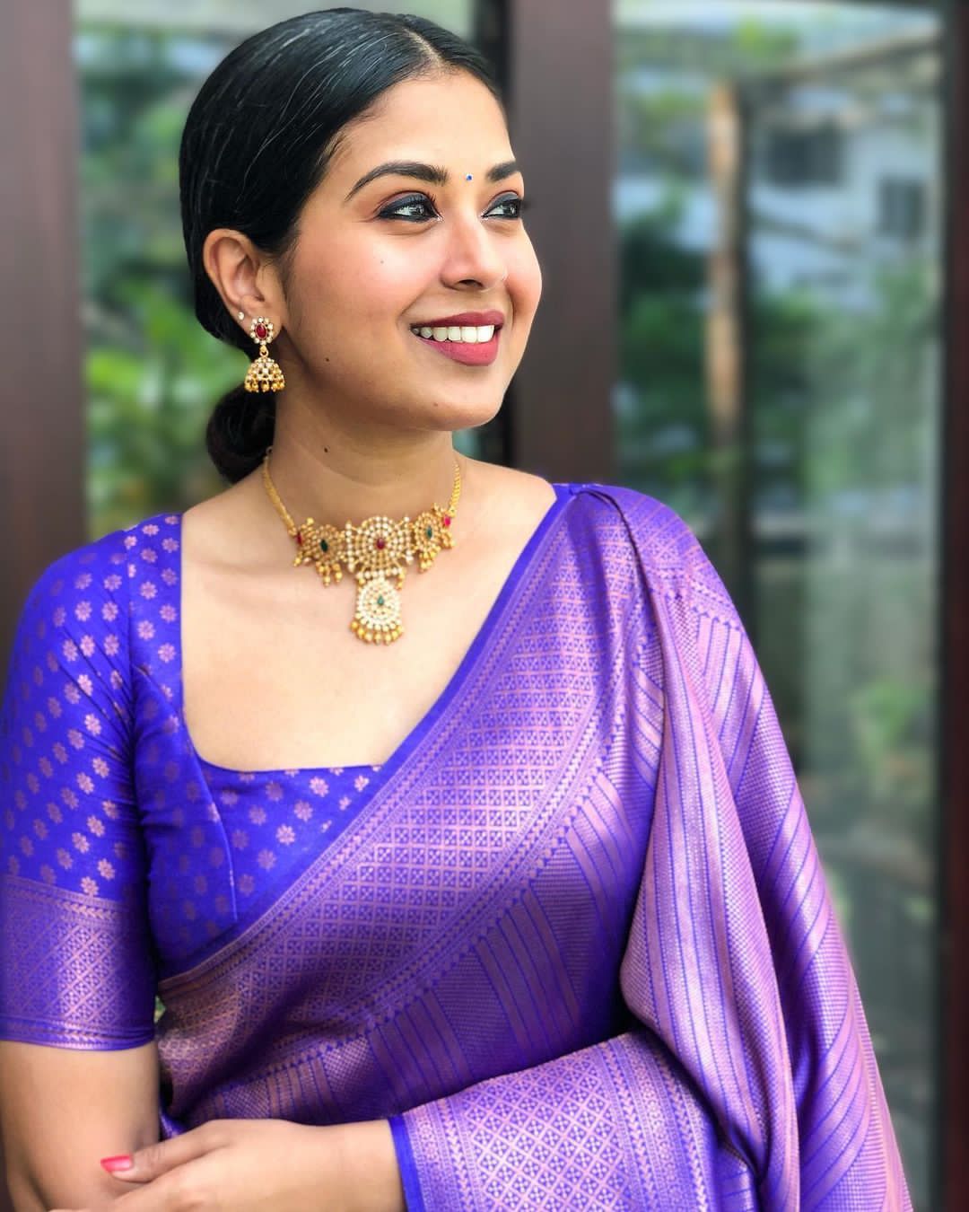 Fantabulous Purple Cotton Silk Saree With Pleasurable Blouse Piece