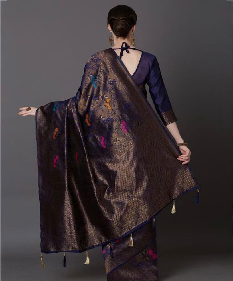 Tremendous Blue Soft Banarasi Silk Saree With Supernal Blouse Piece