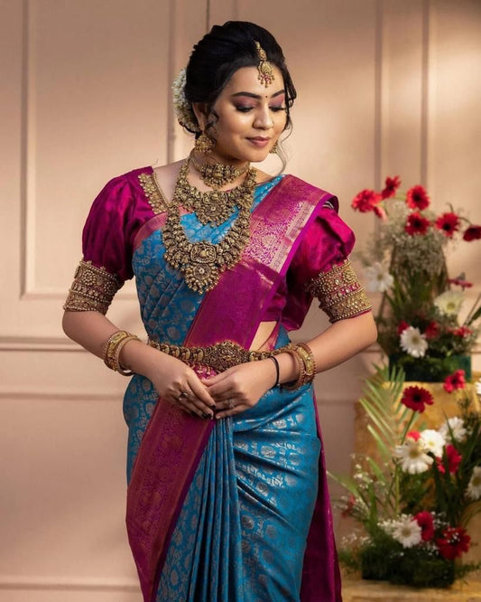 Scintilla Pink Soft Banarasi Silk Saree With Two Palimpsest Blouse Piece