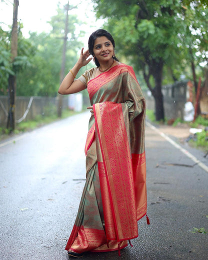 Staggering Orange Soft Banarasi Silk Saree With Imaginative Blouse Piece