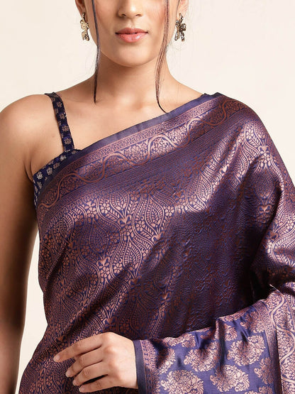 Luxuriant Purple Soft Silk Saree With Snappy Blouse Piece