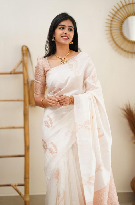 White Soft Silk Saree With Breathtaking Blouse Piece