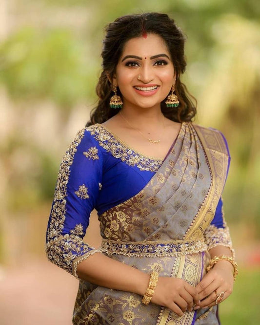 Effervescent Wine Soft Banarasi Silk Saree With Elision Blouse Piece