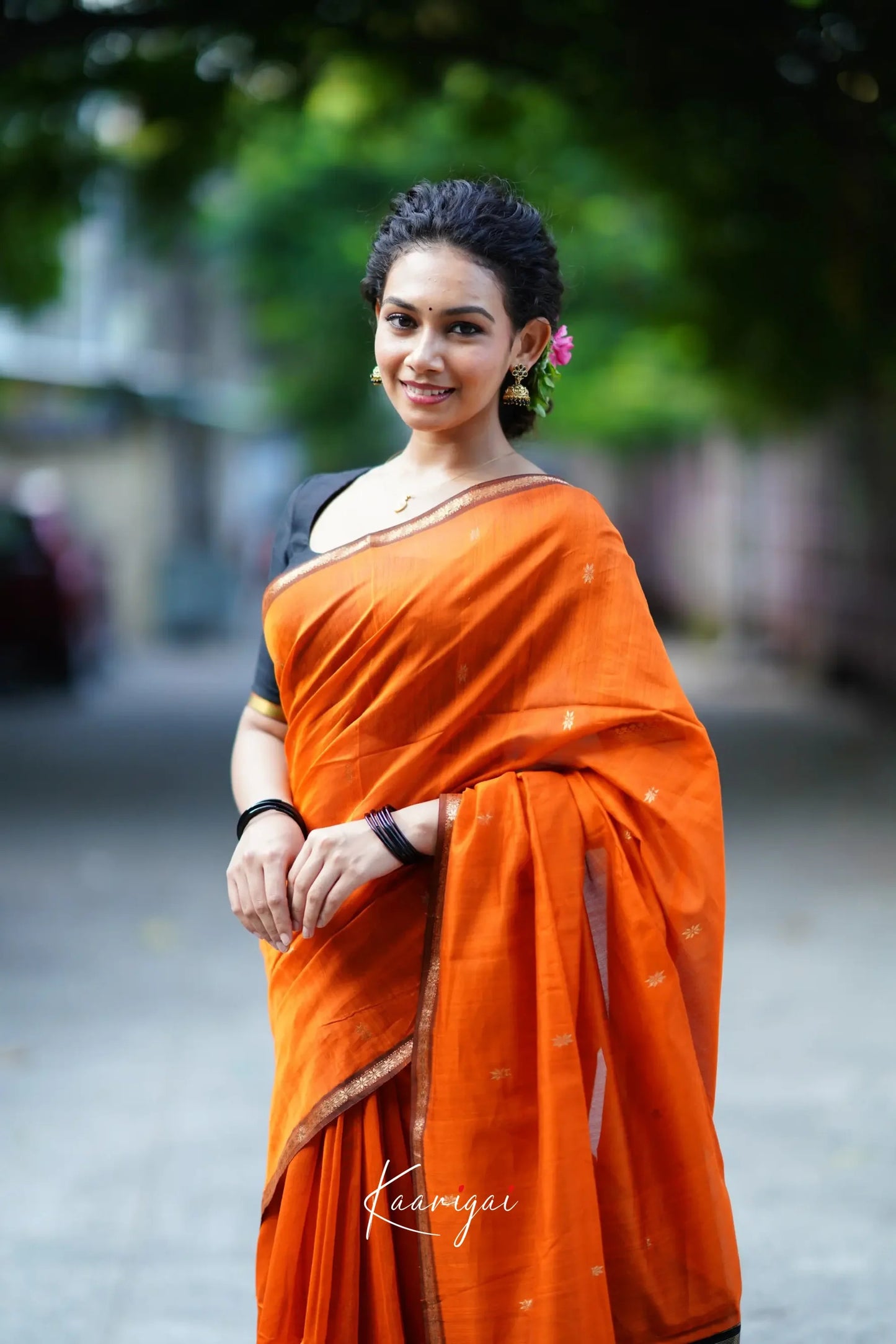 Enigmatic Orange Cotton Silk Saree With Panache Blouse Piece