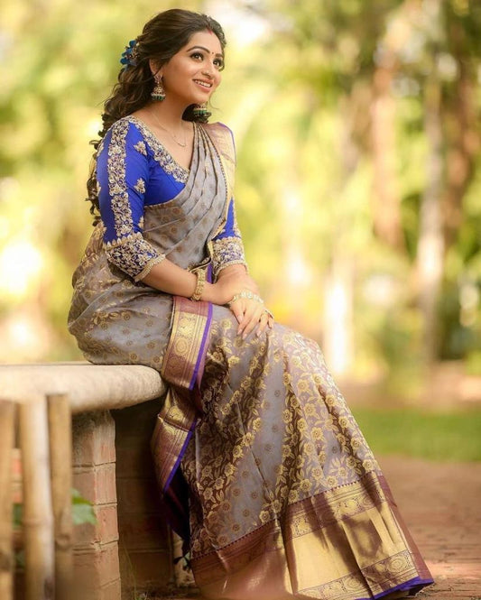 Effervescent Wine Soft Banarasi Silk Saree With Elision Blouse Piece