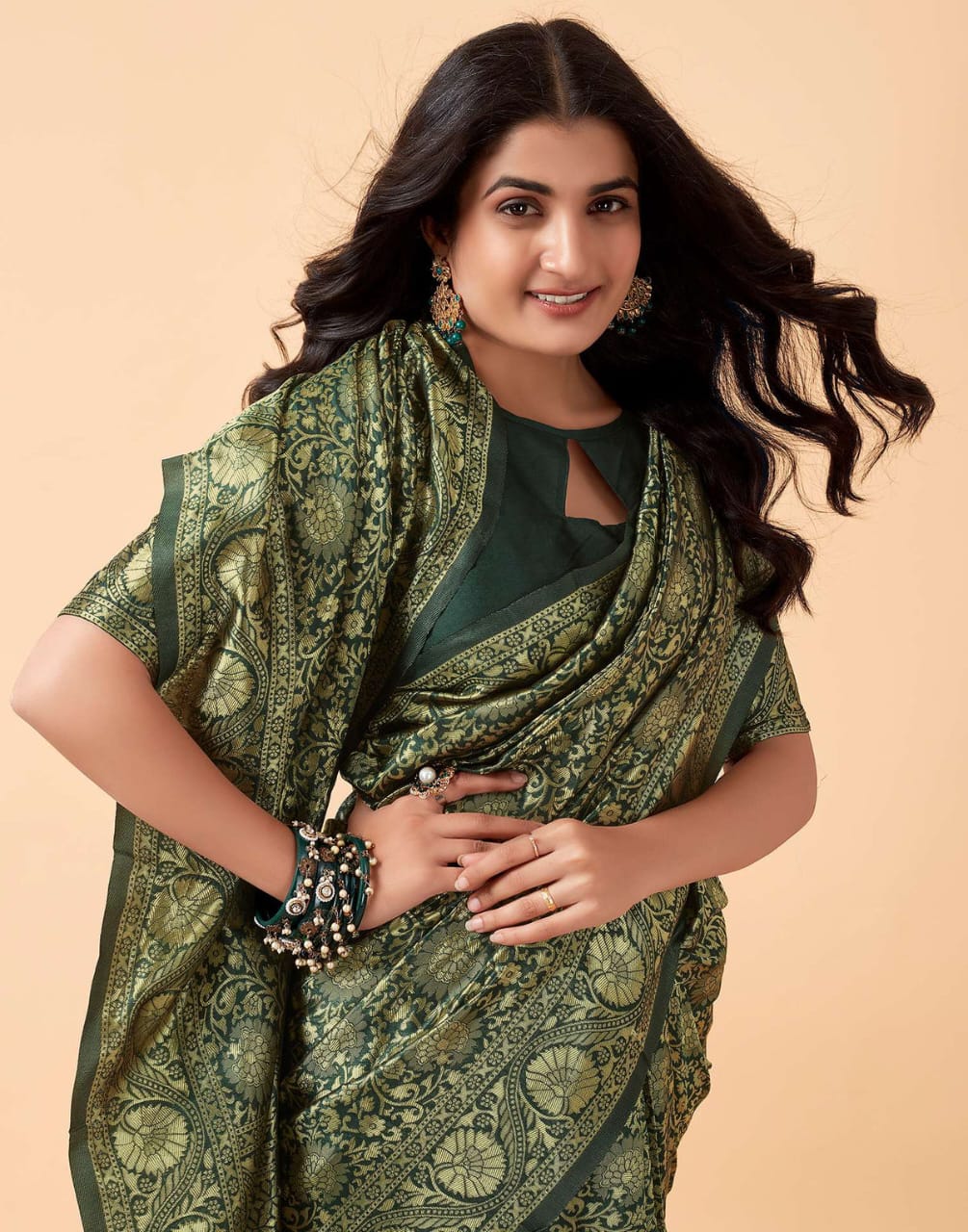 Surpassing Green Soft Silk Saree With Dazzling Blouse Piece