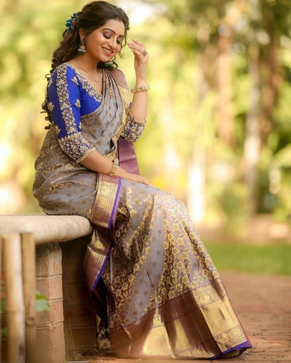 Effervescent Wine Soft Banarasi Silk Saree With Elision Blouse Piece