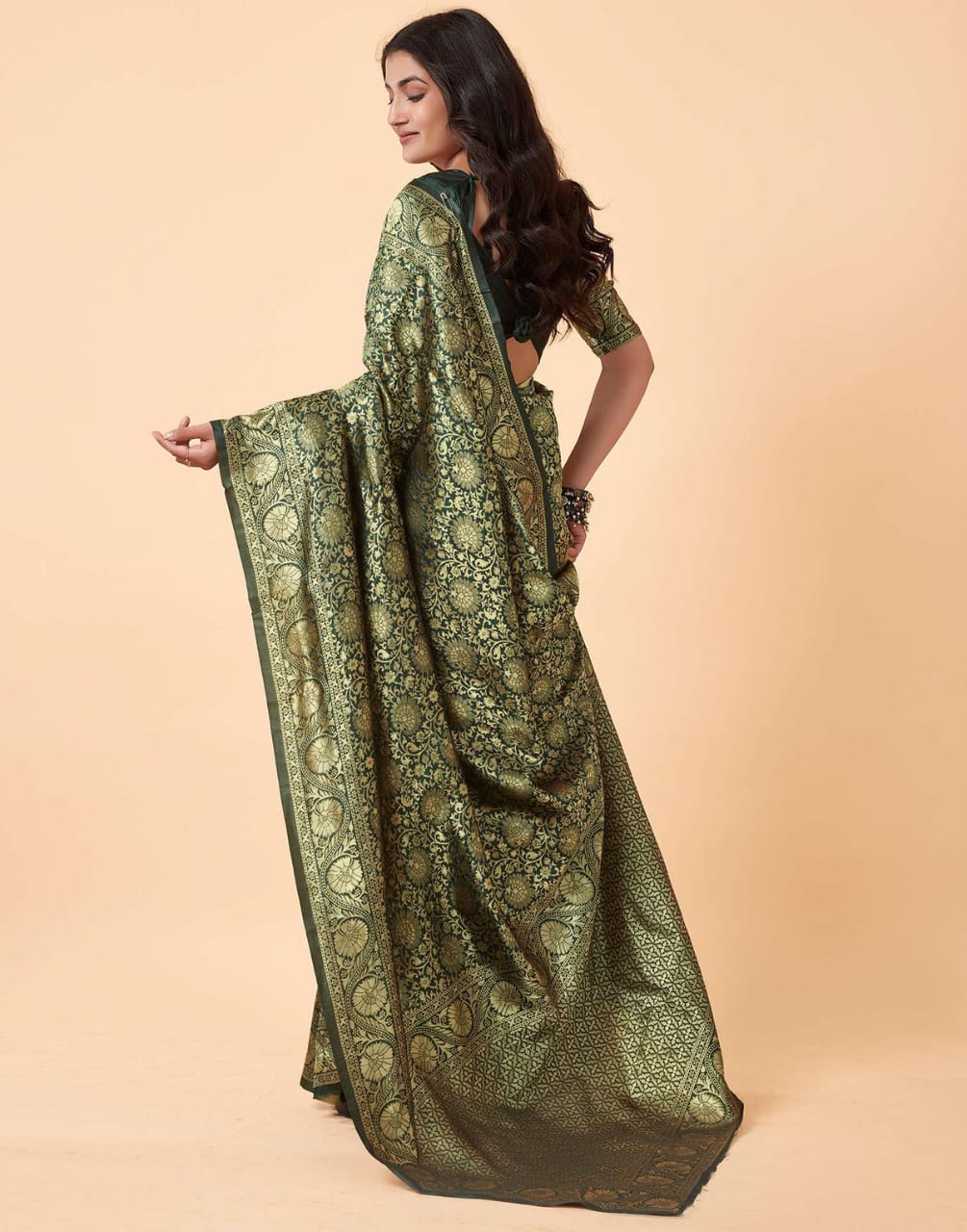 Surpassing Green Soft Silk Saree With Dazzling Blouse Piece