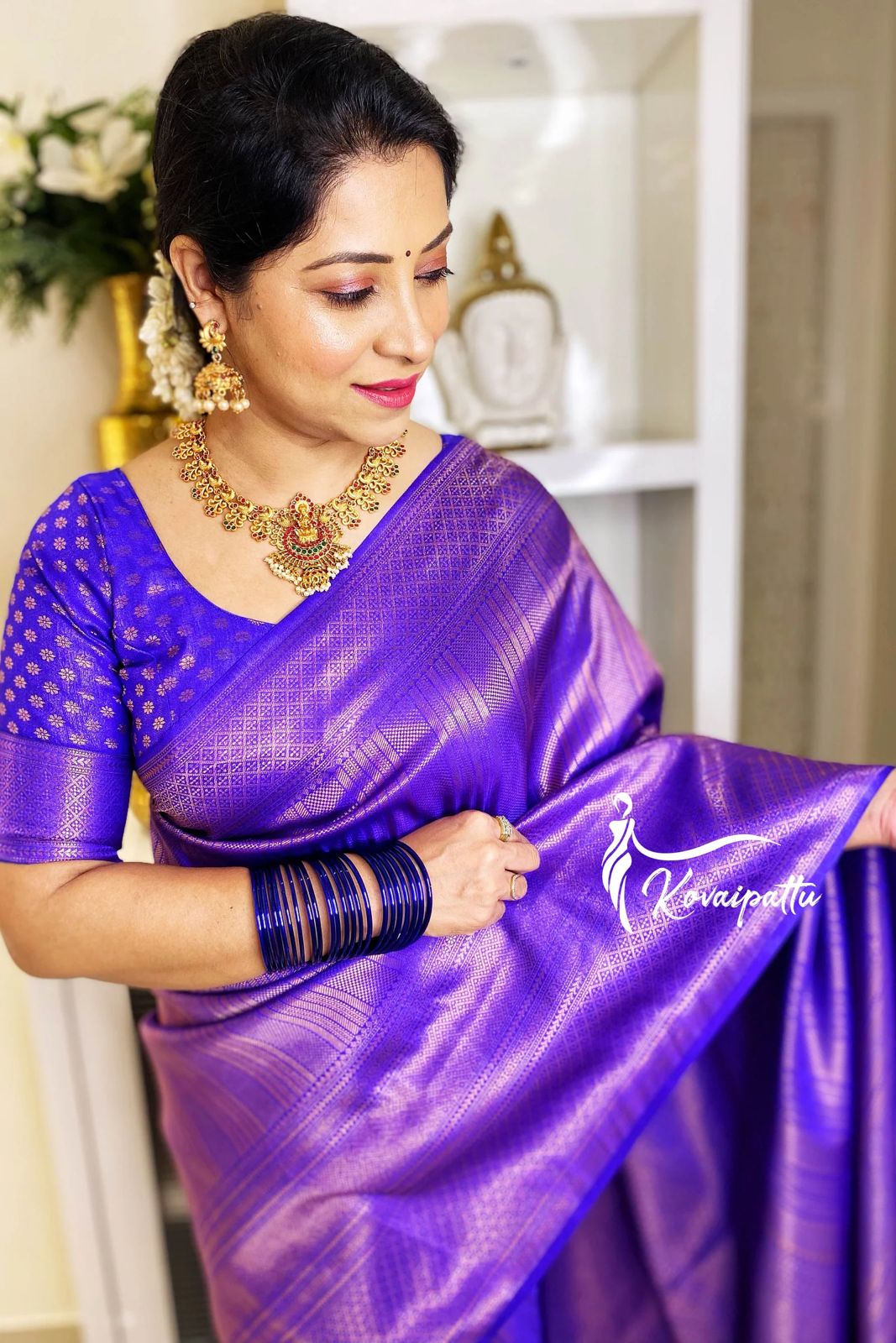 Fantabulous Purple Cotton Silk Saree With Pleasurable Blouse Piece
