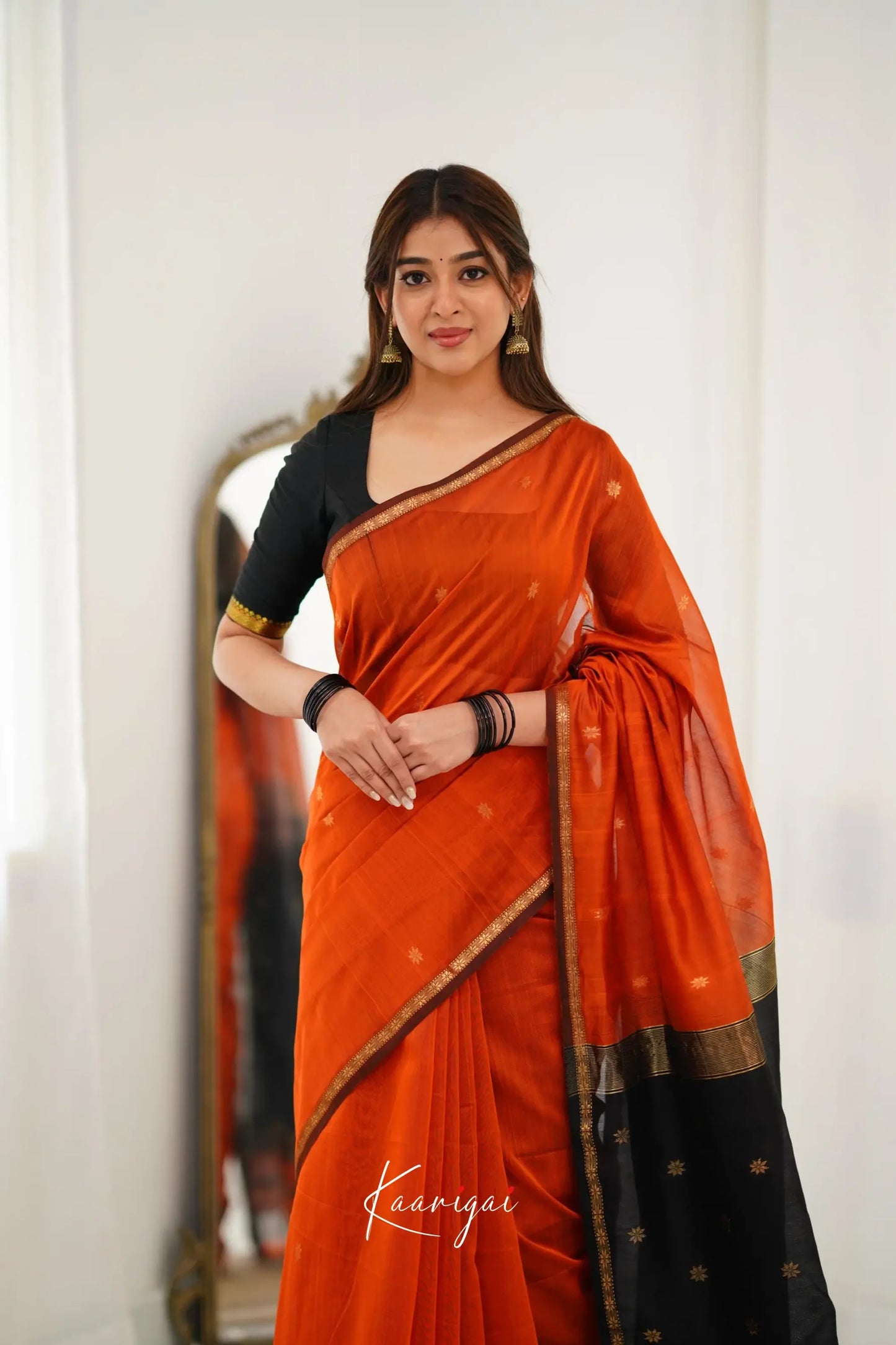 Sophisticated Orange Cotton Silk Saree With Refreshing Blouse Piece