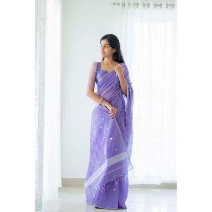 Flattering Purple Paithani Silk Saree With Outstanding Blouse Piece