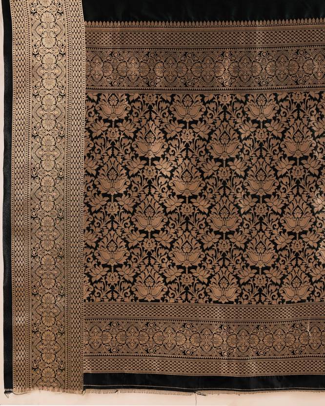 Charming Black Soft Banarasi Silk Saree With Pretty Blouse Piece