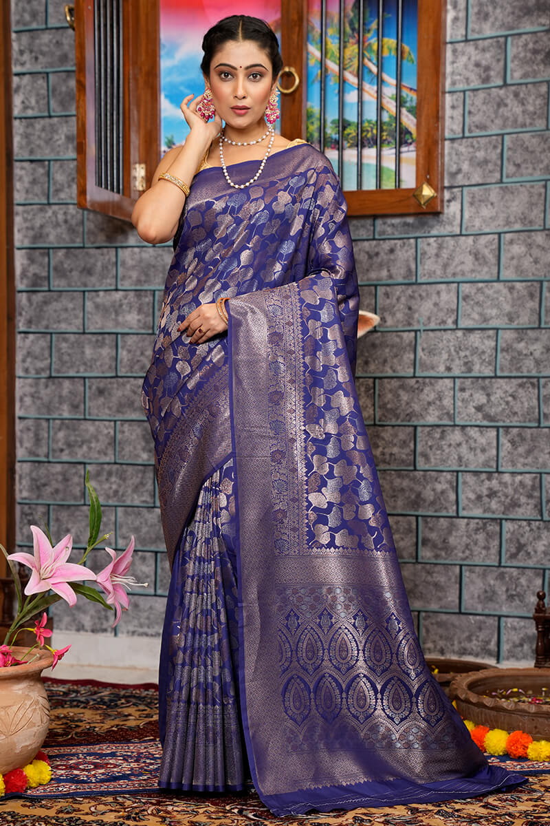 Charming Purple Soft Banarasi Silk Saree With Pretty Blouse Piece