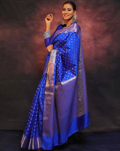 Charming Purple Soft Banarasi Silk Saree With Pretty Blouse Piece