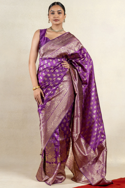 Splendorous Purple Soft Banarasi Silk Saree With Luxuriant Blouse Piece