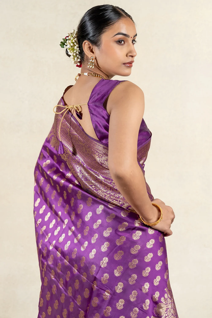 Splendorous Purple Soft Banarasi Silk Saree With Luxuriant Blouse Piece