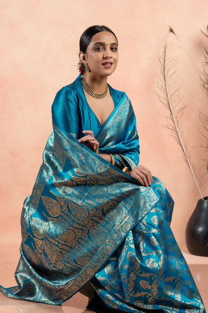 Demesne Firoji Kanjivaram Silk Saree With Beautiful Blouse Piece