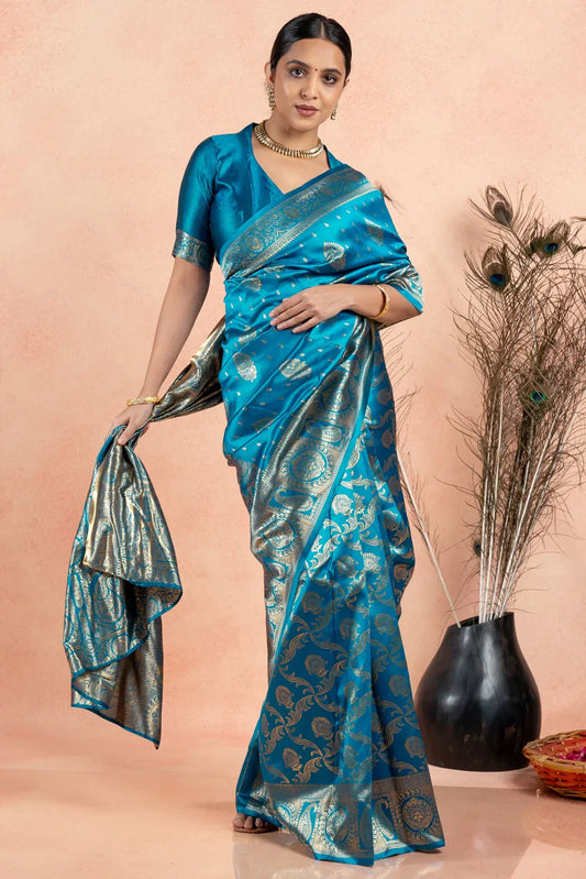 Demesne Firoji Kanjivaram Silk Saree With Beautiful Blouse Piece