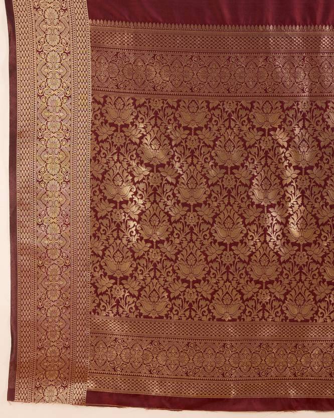 Charming Maroon Soft Banarasi Silk Saree With Pretty Blouse Piece