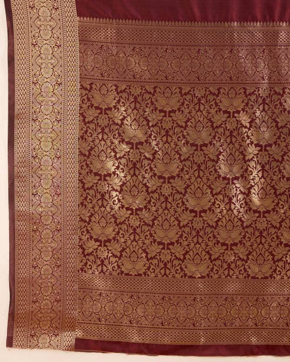 Charming Maroon Soft Banarasi Silk Saree With Pretty Blouse Piece