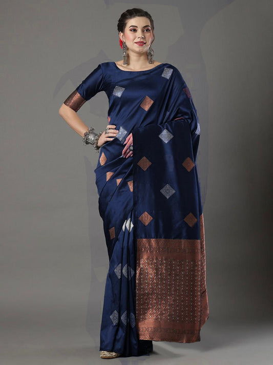 Gratifying Grey Banarasi Silk Saree With Classic Blouse Piece