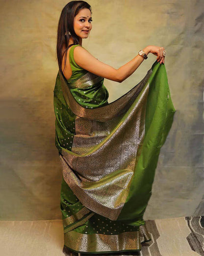 Scintilla Green Soft Silk Saree With Incredible Blouse Piece