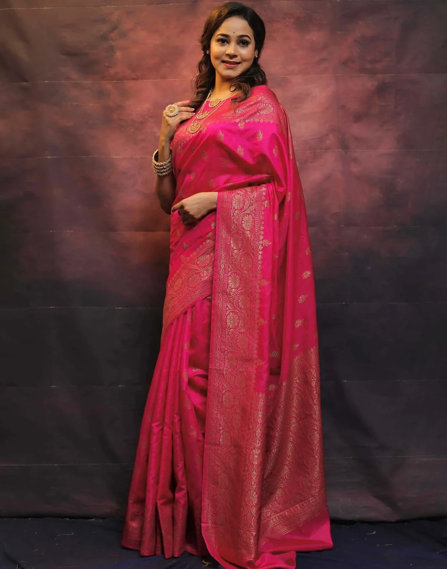 Denouement Pink Kanjivaram Silk Saree With Felicitous Blouse Piece